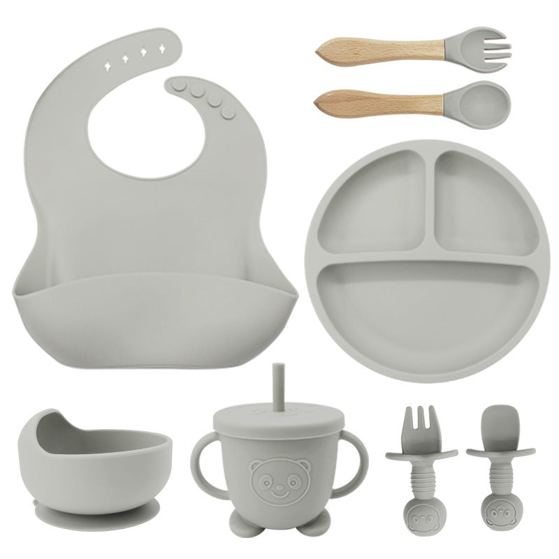 8-piece silicone baby feeding set