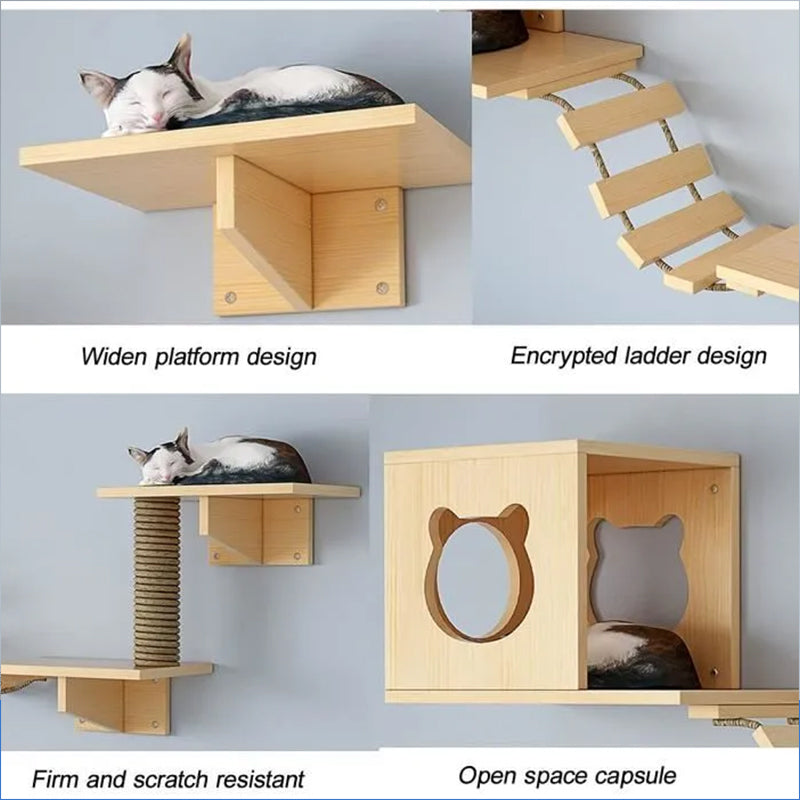 Wall-mounted cat hammock and scratching post
