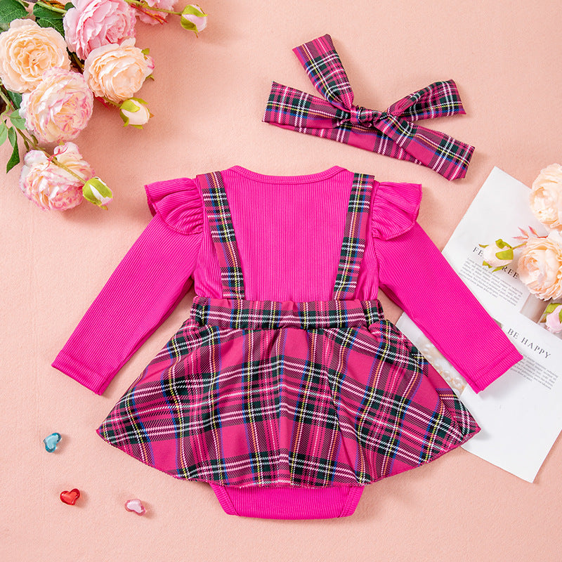 Checkered baby outfit with bow