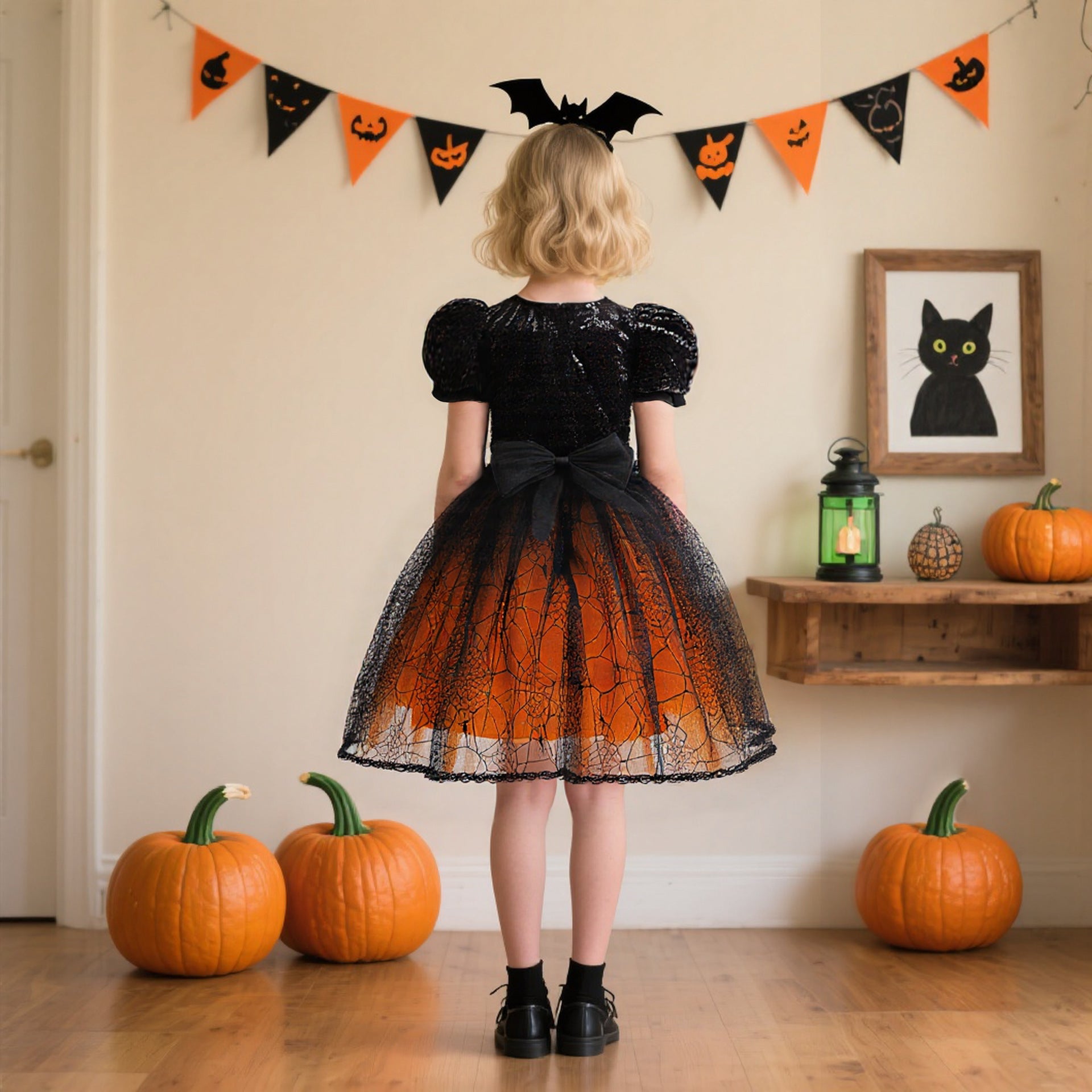 Halloween spiderweb sequin tulle dress