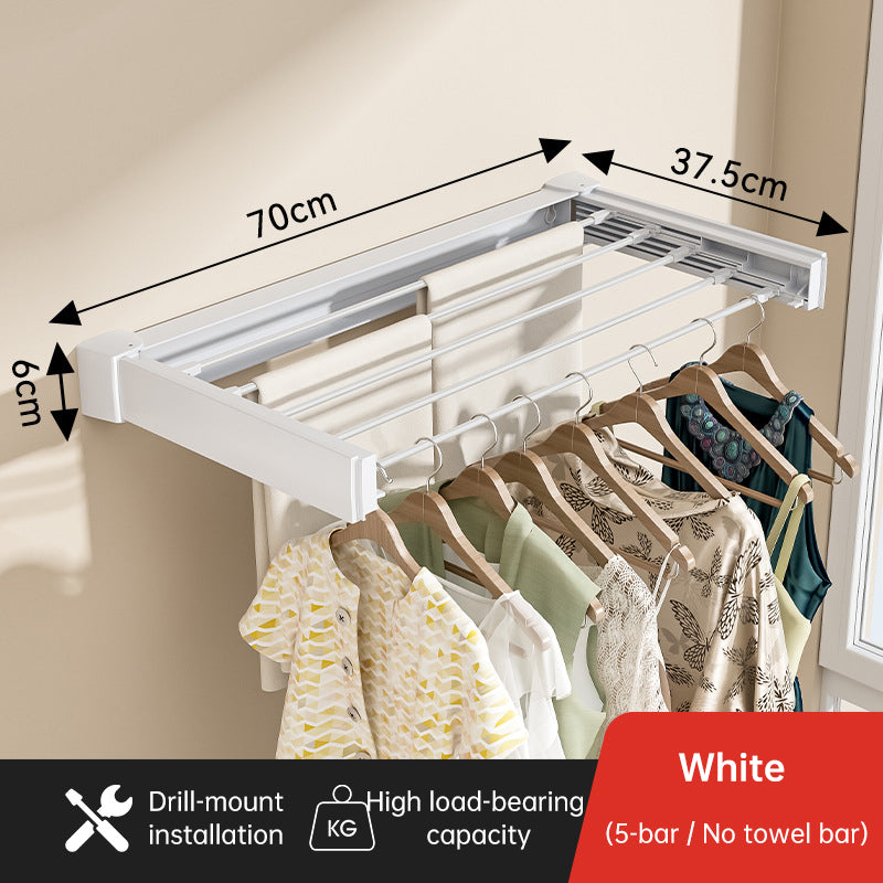 Retractable wall-mounted drying rack — 70 or 100 cm