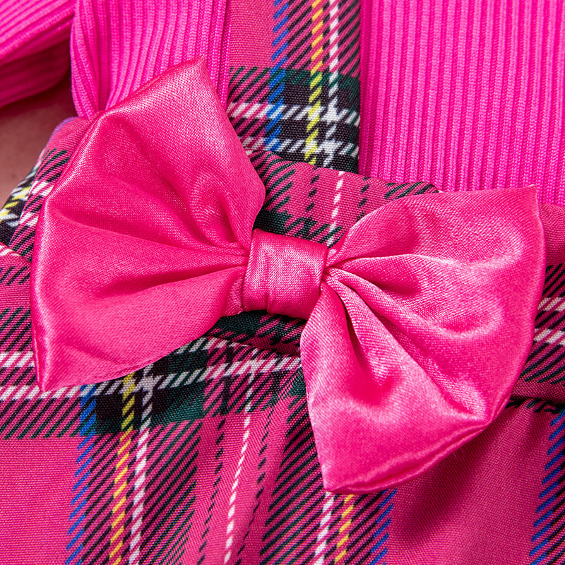 Checkered baby outfit with bow