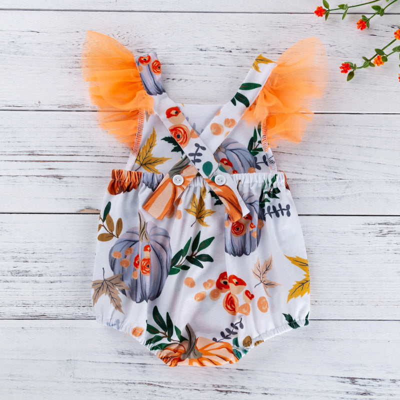 Halloween pumpkin bodysuit with headband