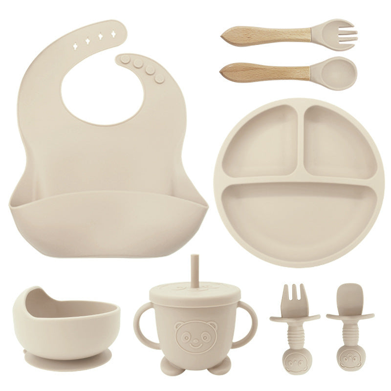 8-piece silicone baby feeding set