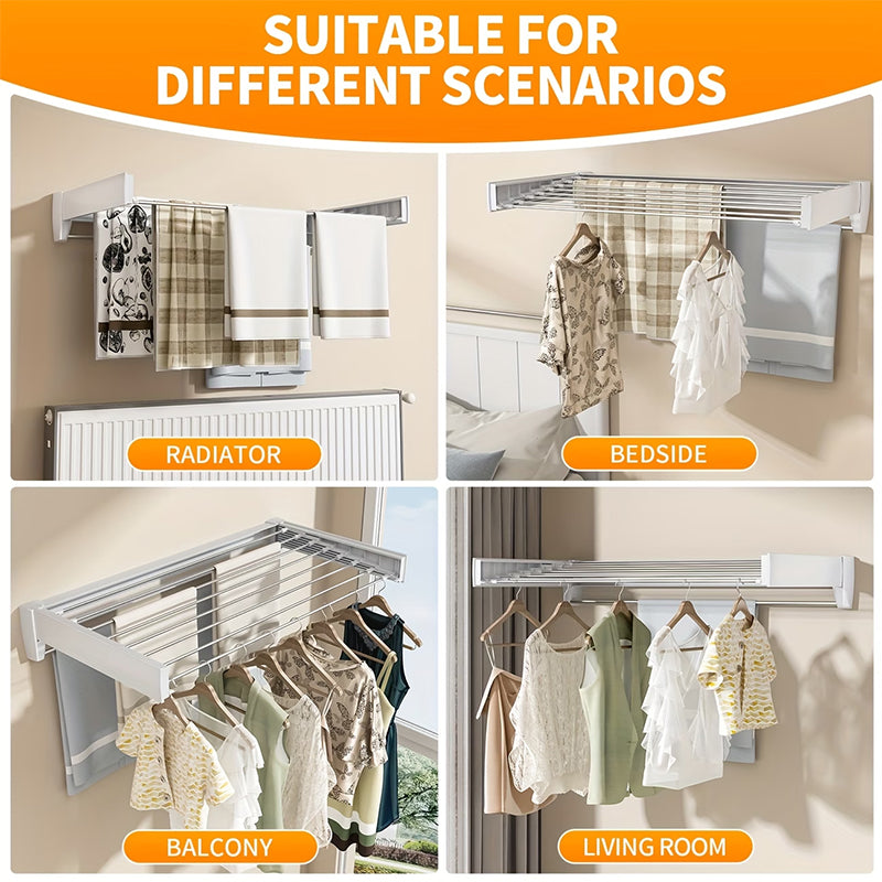 Retractable wall-mounted drying rack — 70 or 100 cm
