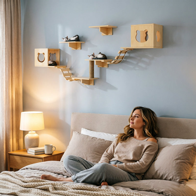 Wall-mounted cat hammock and scratching post