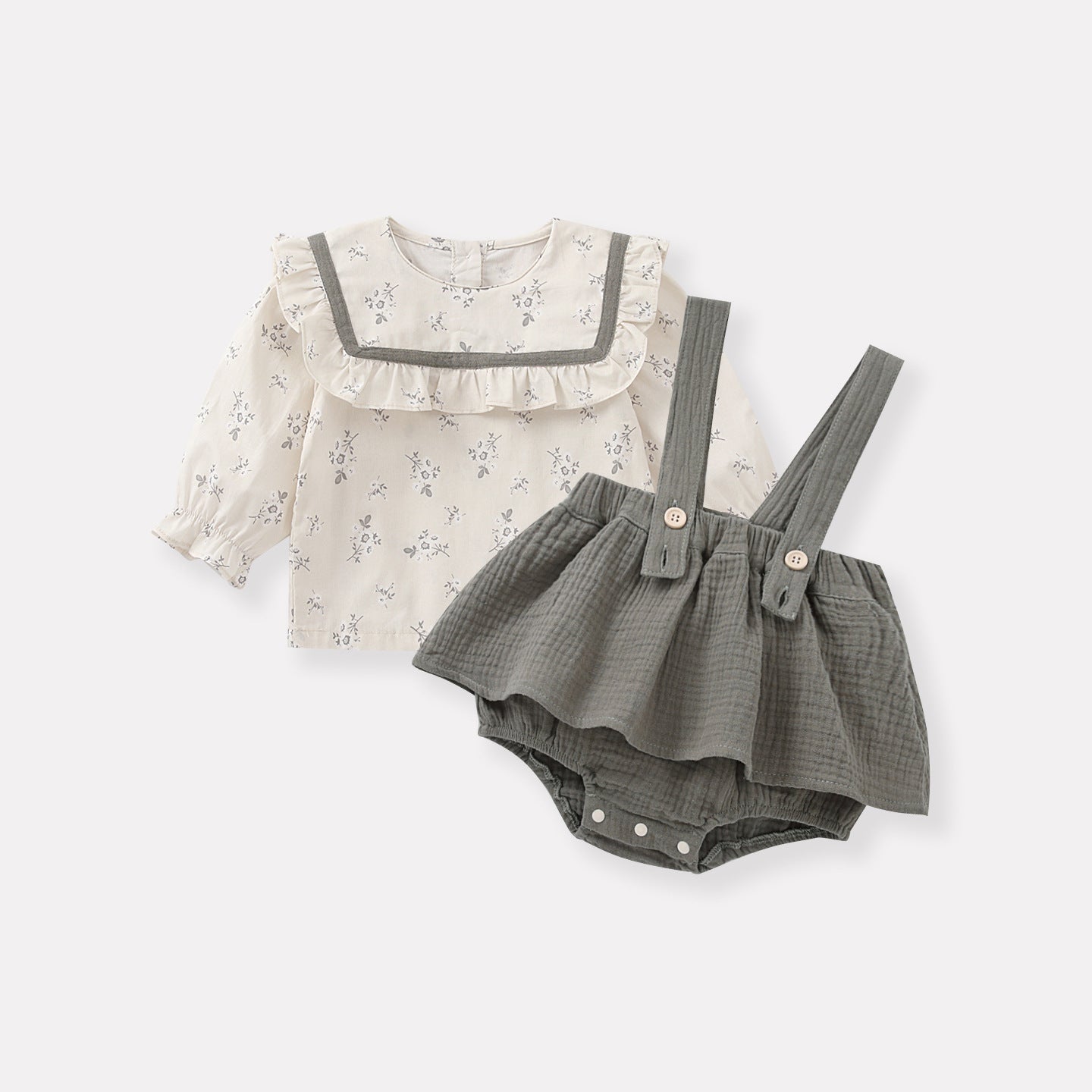 Baby floral overalls set