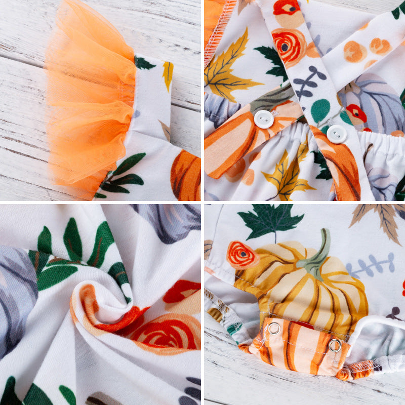 Halloween pumpkin bodysuit with headband