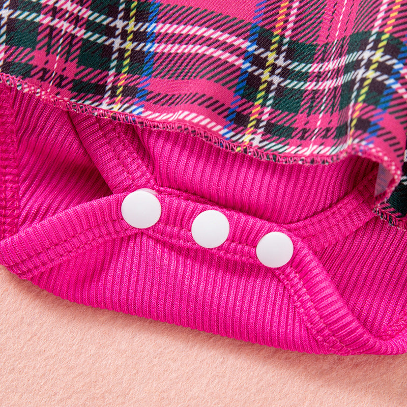 Checkered baby outfit with bow