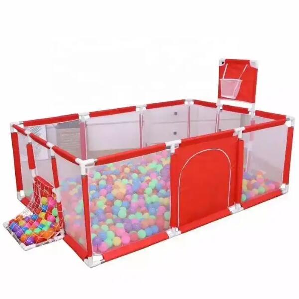 Baby playpen with basketball hoop