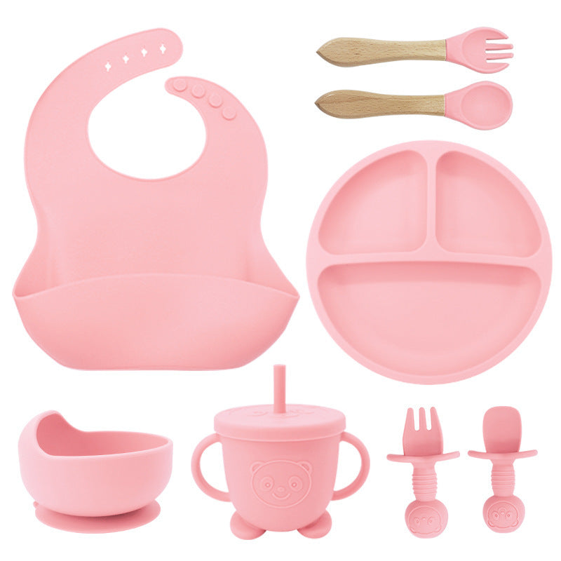 8-piece silicone baby feeding set