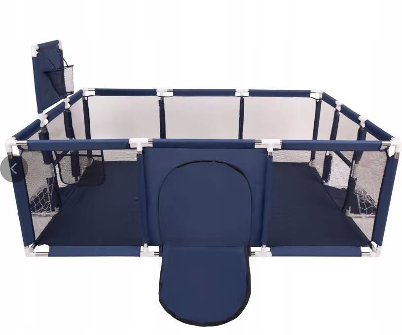 Baby playpen with basketball hoop