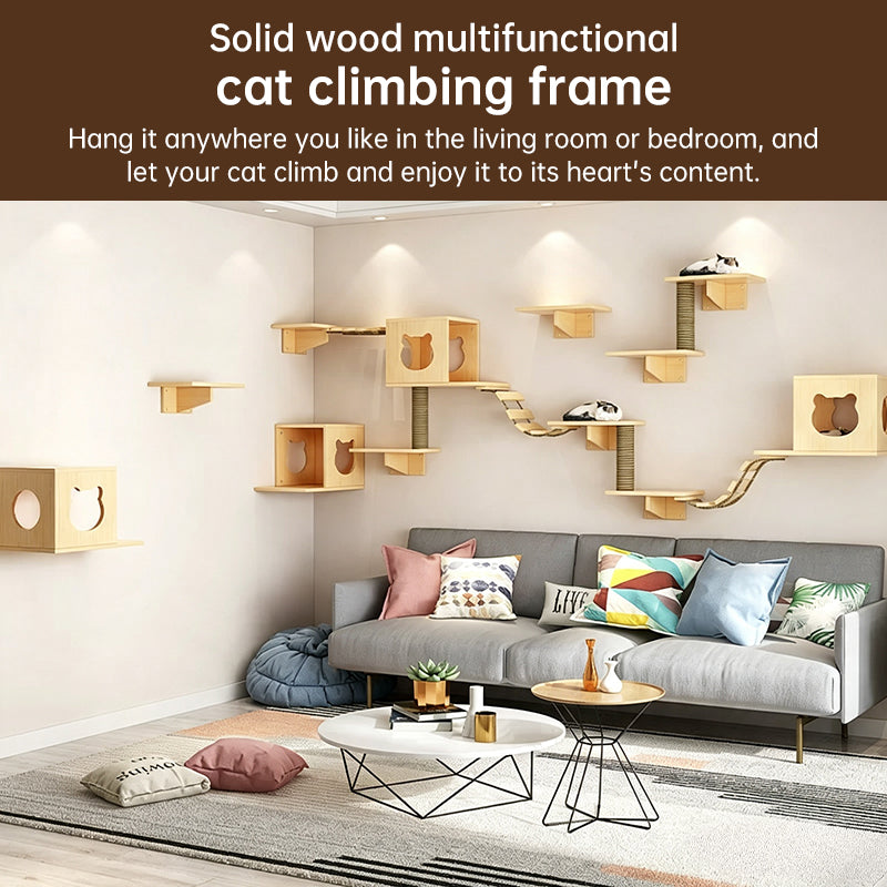 Wall-mounted cat hammock and scratching post