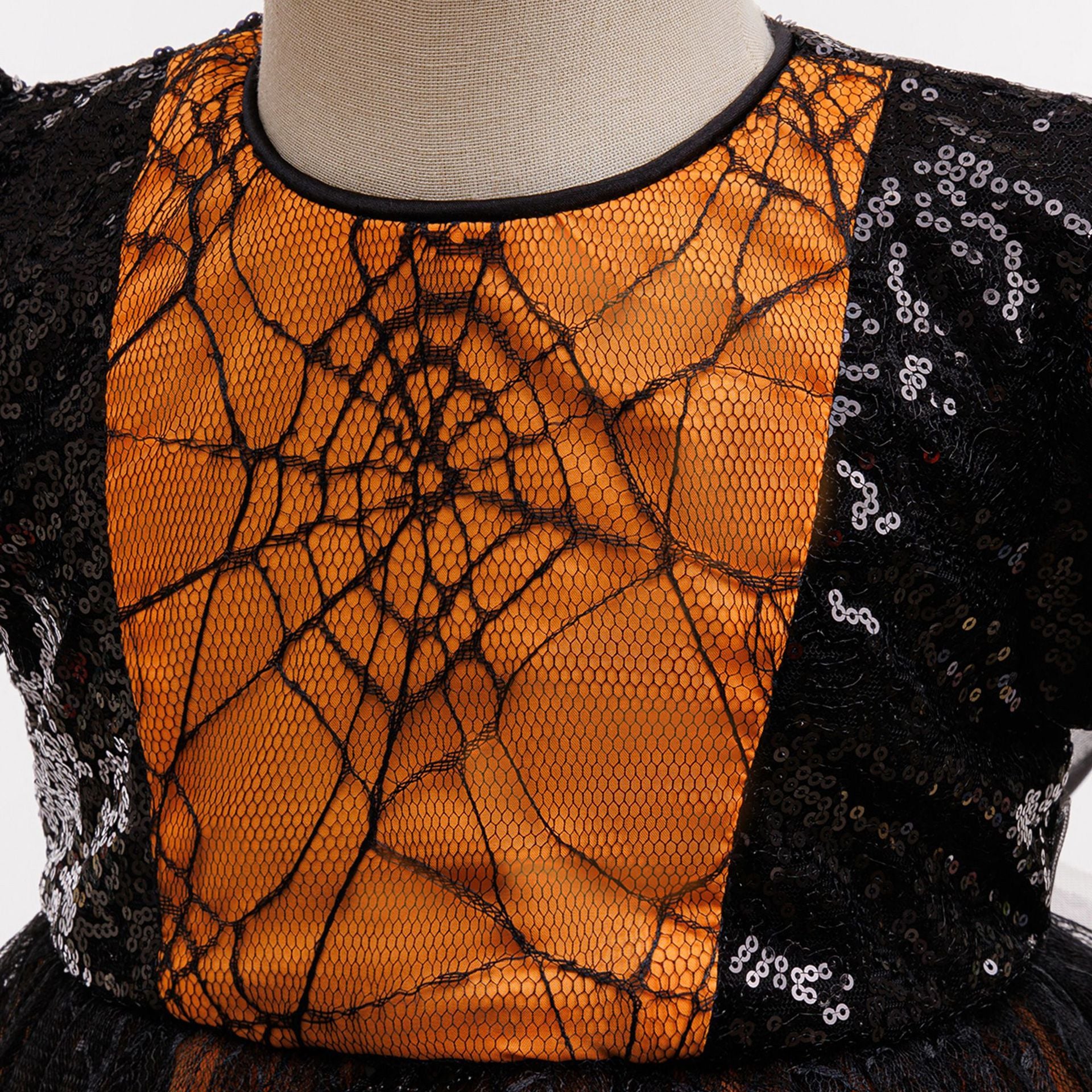 Halloween spiderweb sequin tulle dress