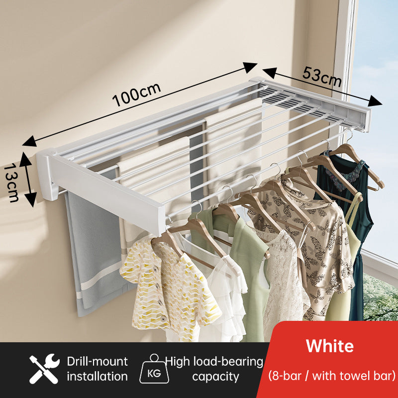 Retractable wall-mounted drying rack — 70 or 100 cm