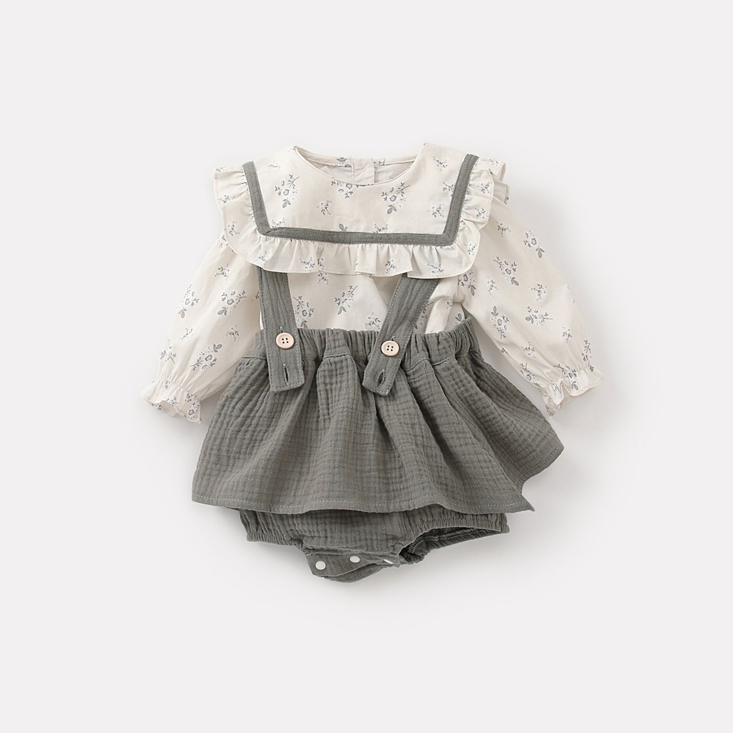Baby floral overalls set