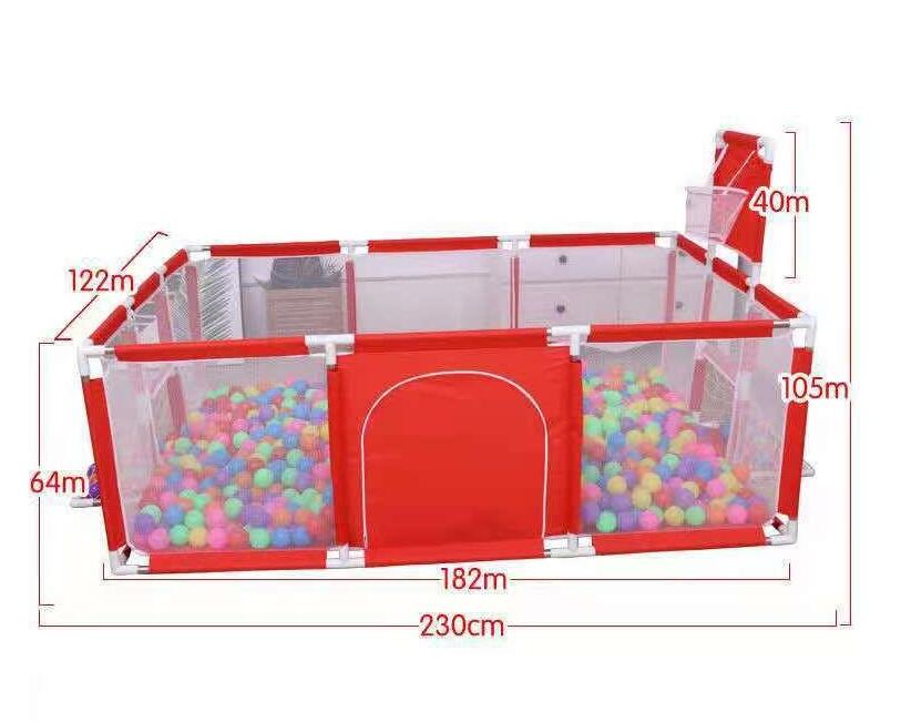 Baby playpen with basketball hoop