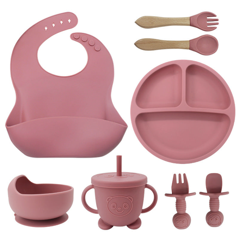 8-piece silicone baby feeding set