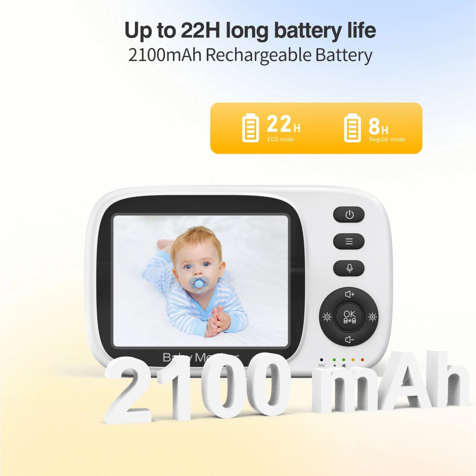 Baby video monitor with 3.2-inch screen
