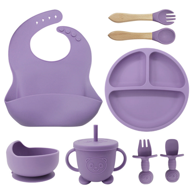 8-piece silicone baby feeding set