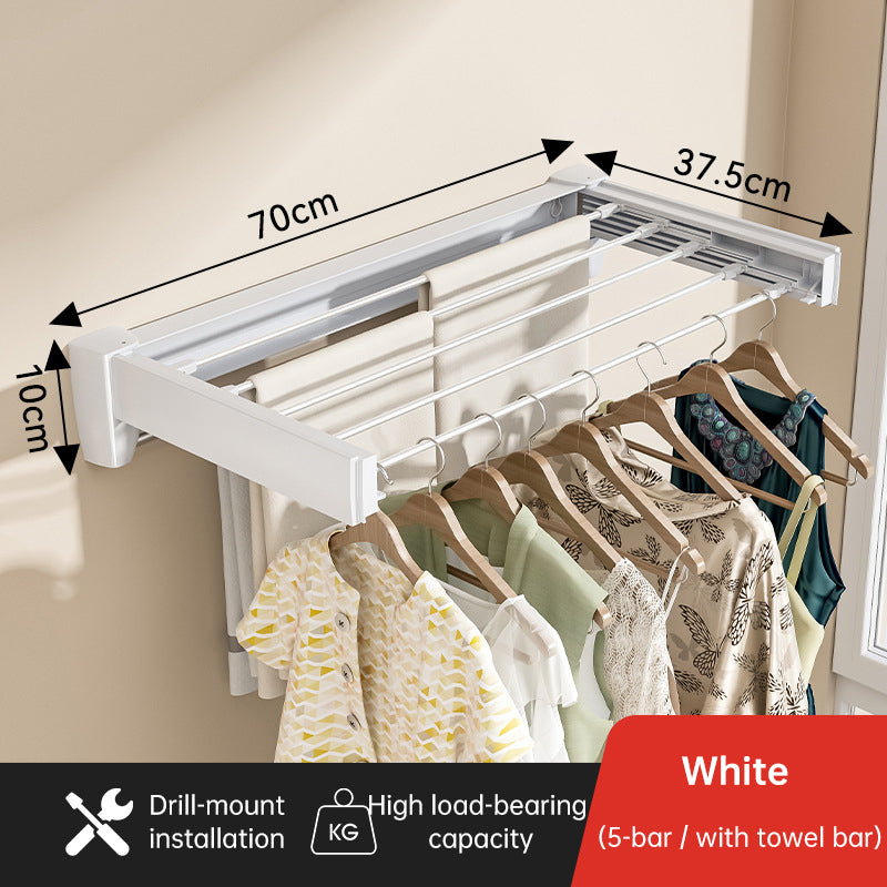 Retractable wall-mounted drying rack — 70 or 100 cm