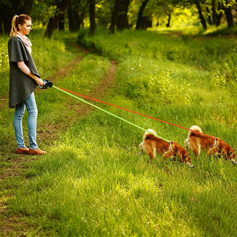 Dual retractable dog leash — 3 m