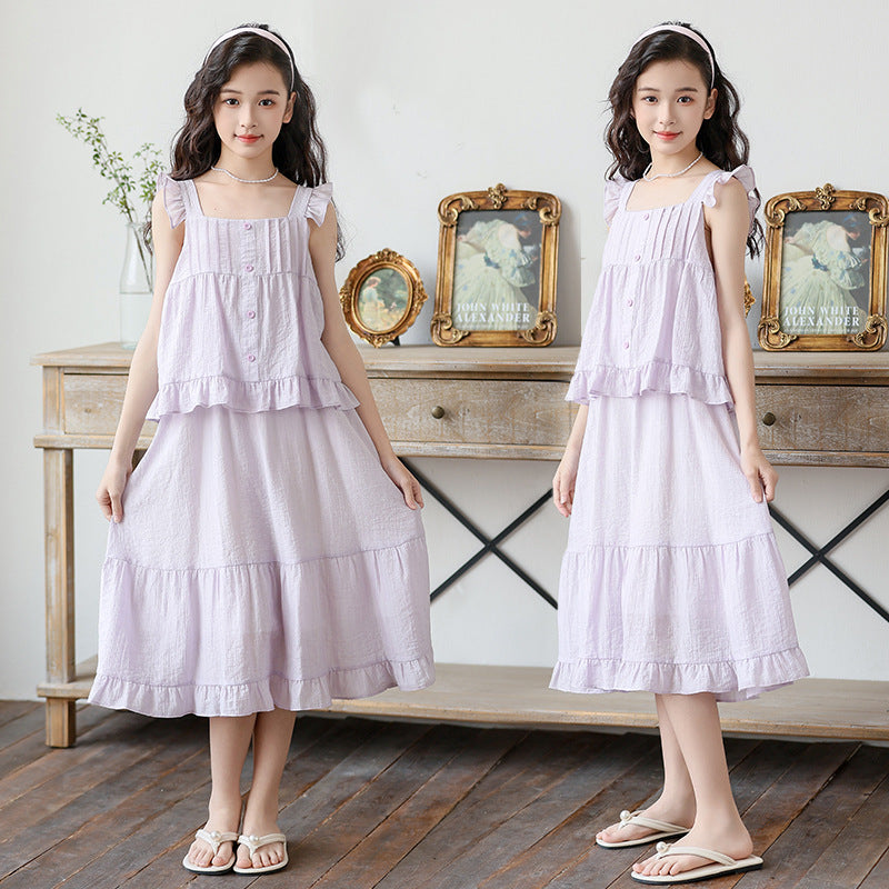 Floral strap dress for children