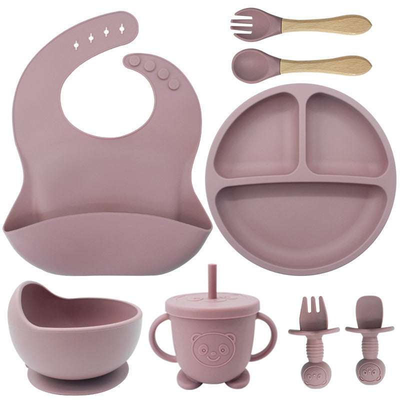 8-piece silicone baby feeding set