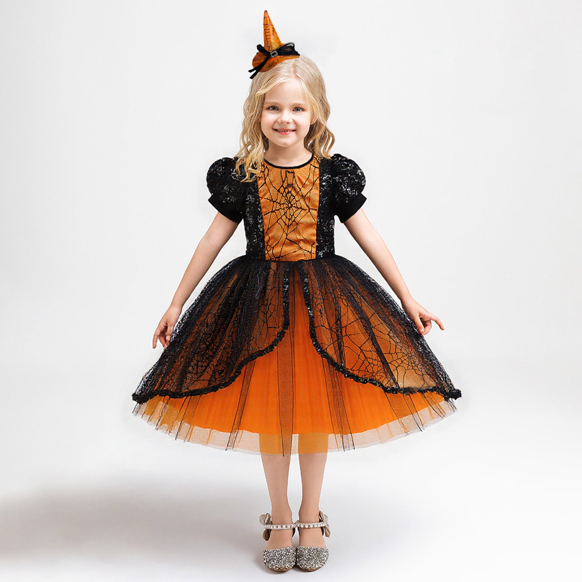 Halloween spiderweb sequin tulle dress