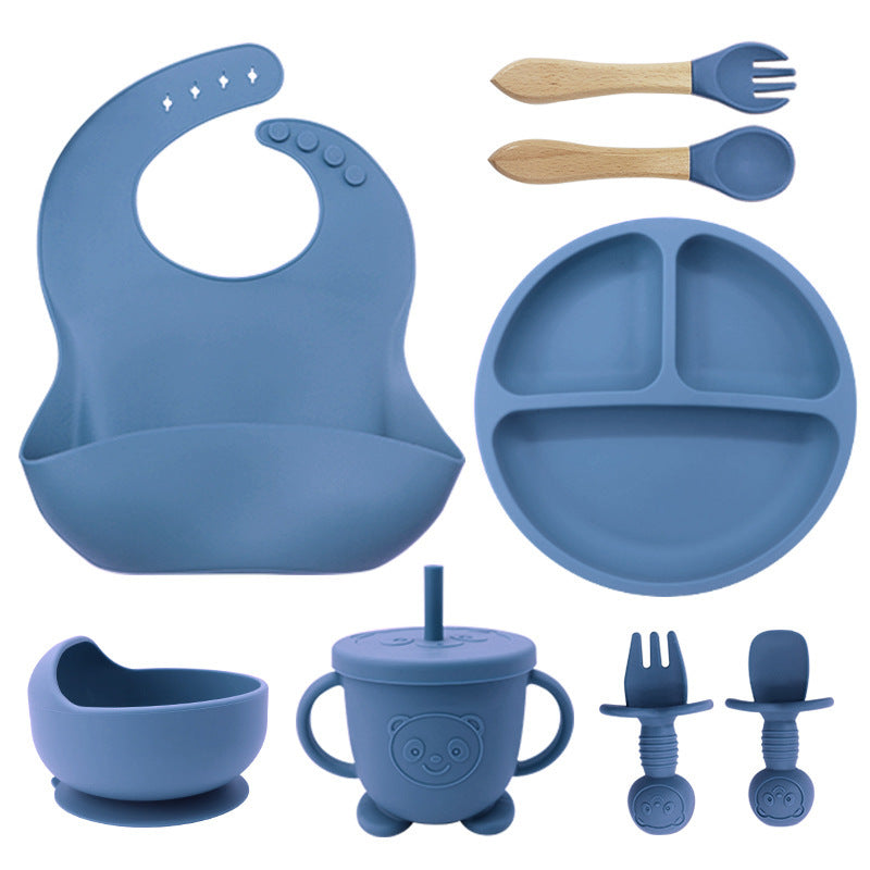 8-piece silicone baby feeding set