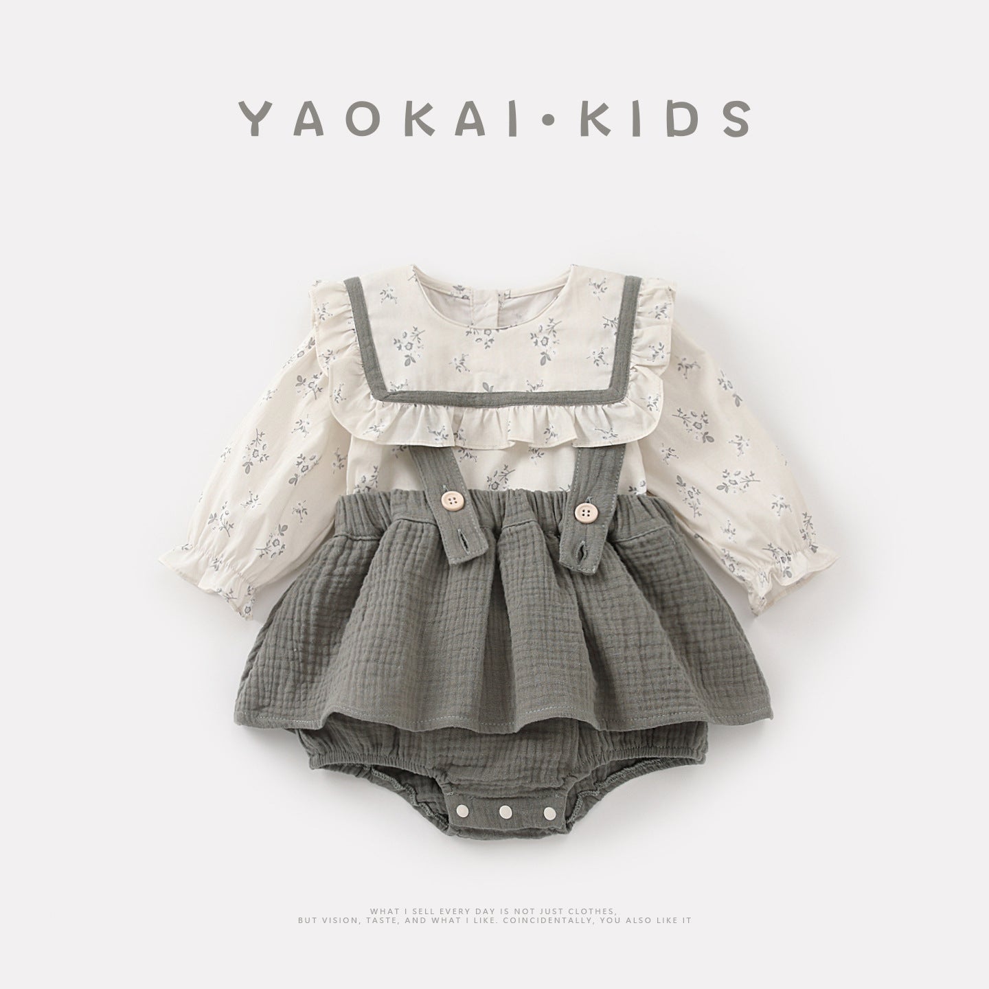 Baby floral overalls set