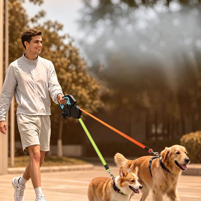 Dual retractable dog leash — 3 m